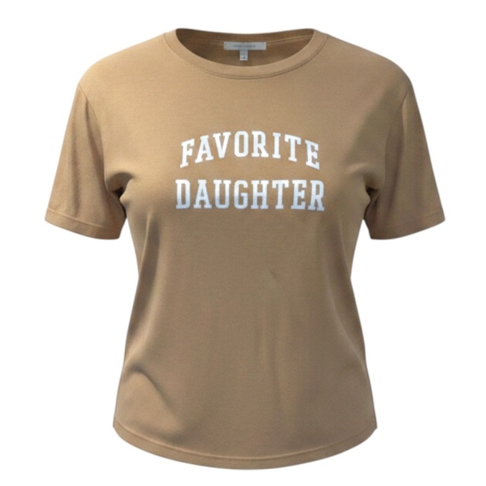 Favorite Daughter Graphic Tee Camel Tan Short Sleeve Crew Neck T-Shirt M EUC